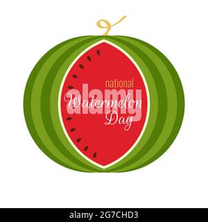 National Watermelon Day. Vector Icon Sticker Logo Vector Banner Design Print. Vector illustration Stock Vector