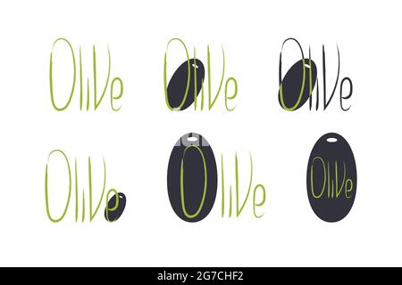 Olive logo design template set. Vector illustration Stock Vector