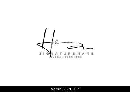 HE Letter Signature Logo Template elegant design logo Sign Symbol template vector icon Stock Vector