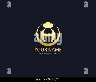Initial Letter H cooking chef Logo design can be used as sign, icon or symbol, full layered vector and easy to edit and customize size and color, comp Stock Vector
