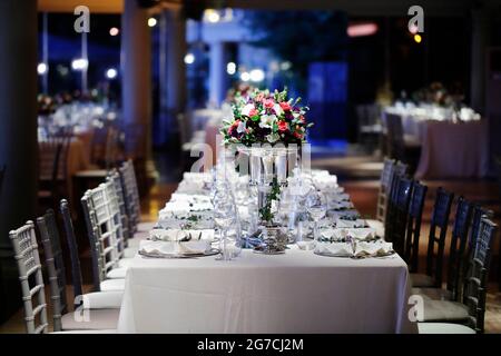 Wedding Guest Dining Table Decorations Stock Photo