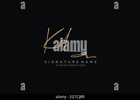 K m km initial logo signature handwriting Vector Image