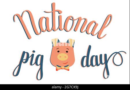 National pig day vector banner with lettering Stock Vector