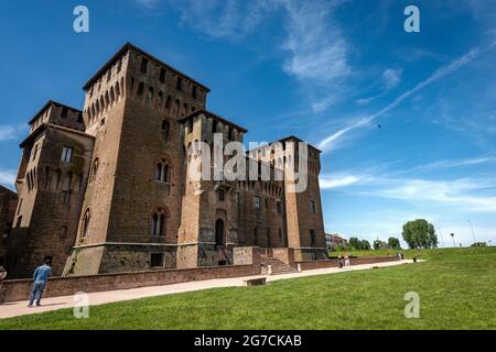 Medieval Castle of Saint George (Castello di San Giorgio, 1395-1406) in Mantua downtown, part of the Palazzo Ducale or Gonzaga Royal Palace. Italy. Stock Photo