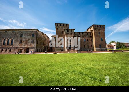 Medieval Castle of Saint George (Castello di San Giorgio, 1395-1406) in Mantua downtown, part of the Palazzo Ducale or Gonzaga Royal Palace. Italy. Stock Photo