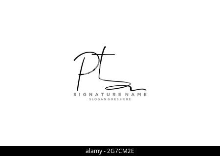 PT Letter Signature Logo Template elegant design logo Sign Symbol template vector icon Stock Vector