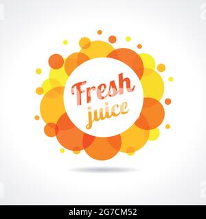 Orange color logotype, emblem of liquid. Isolated graphic, cookie business idea, template with blank clearance, ring and text on white background. Foo Stock Vector