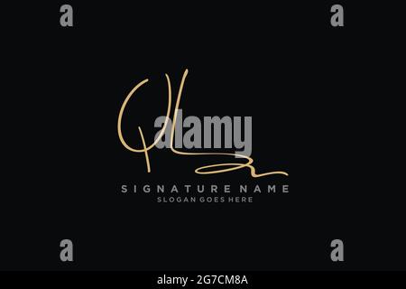 QL Letter Signature Logo Template elegant design logo Sign Symbol template vector icon Stock Vector