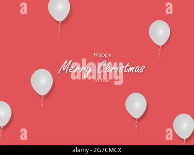 Happy Merry Christmas Flat Design Greeting Card. Stock Photo