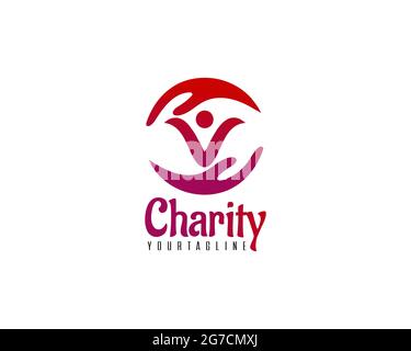 Letter v Charity help logo can be used as sign, icon or symbol, full layered vector and easy to edit and customize size and color, compatible with alm Stock Vector