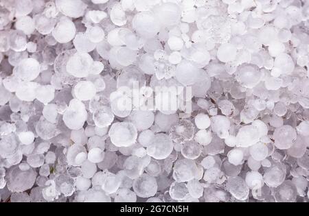 A pile of large hail on the ground Stock Photo