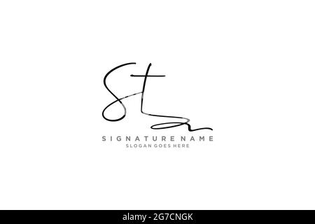 ST Letter Signature Logo Template elegant design logo Sign Symbol template vector icon Stock Vector