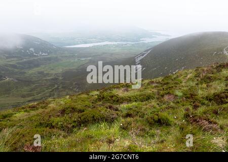 Lergadaghtan mountains part of the Pilgrims Path in Teelin , Co, Donegal, Ireland, View from Slieve League on Pilgrims Path Stock Photo