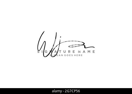WJ Letter Signature Logo Template elegant design logo Sign Symbol template vector icon Stock Vector