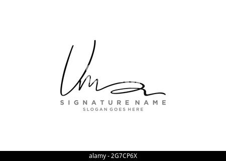 VM Letter Signature Logo Template elegant design logo Sign Symbol template vector icon Stock Vector