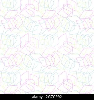 Seamless abstract pattern, contours of shapes on a white background, multicolored rhombuses, doodling. For background, backdrop, banner, packaging, wallpaper. Vector illustration Stock Vector