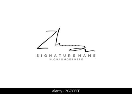 ZH Letter Signature Logo Template elegant design logo Sign Symbol template vector icon Stock Vector