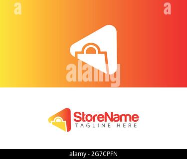 Play store cart eye Logo design shopping cart store logo can be used as sign, icon or symbol, full layered vector and easy to edit and customize size Stock Vector