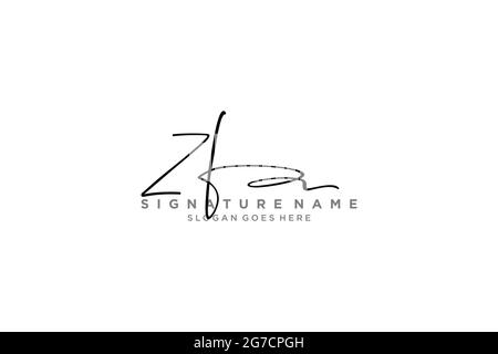 ZF Initial letter handwriting and signature logo. A concept handwriting ...