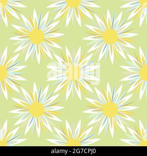 Seamless chamomile pattern, pastel colors, universal neutral background backdrop cover packaging textiles wrapper. Vector illustration Stock Vector