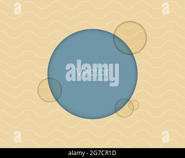 Neutral beige blue background with waves, for your design, template, place for an inscription, label, packaging, banner, backdrop. Vector illustration Stock Vector