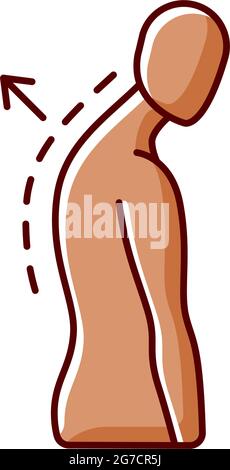 Thoracic kyphosis RGB color icon Stock Vector