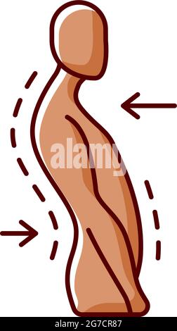 Swayback posture RGB color icon Stock Vector