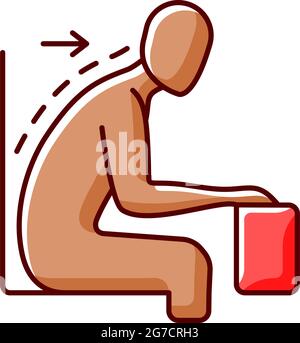 Forward tilted sitting position RGB color icon Stock Vector