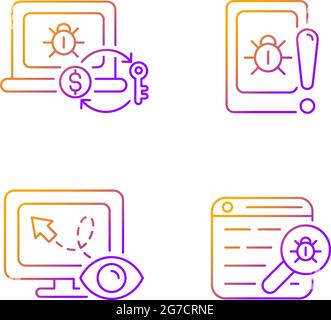 Internet censorship gradient linear vector icons set Stock Vector