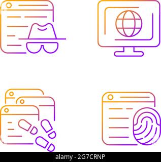 Online censorship gradient linear vector icons set Stock Vector