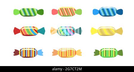 Cute Candy In Wrapper, Birthday Party Element Vector Illustration. Cake 