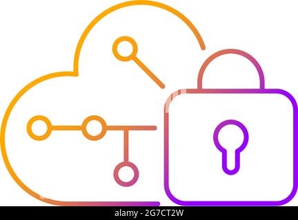 Cloud encryption gradient linear vector icon Stock Vector