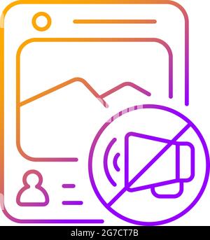 Social media censorship gradient linear vector icon Stock Vector