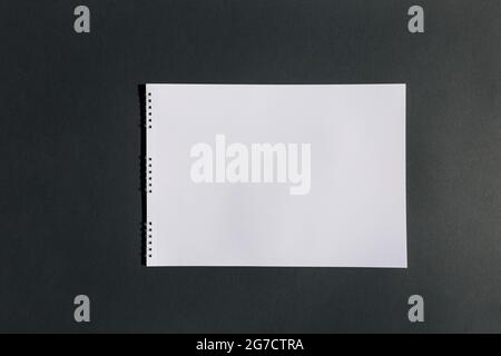 Piece of white album paper on black. Stock Photo
