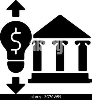 Government energy price regulation black glyph icon Stock Vector