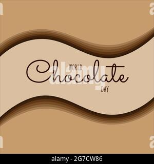 World chocolate day background in chocolate shades with the inscription. Vector illustration Stock Vector