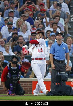 United States. 13th July, 2021. Los Angeles Angels Shohei Ohtani watches his ball during the first round of the 2021 MLB Home Run Derby at Coors Field in Denver, Colorado, on Monday, June 12, 2021. Photo by Bob Strong/UPI. Credit: UPI/Alamy Live News Stock Photo