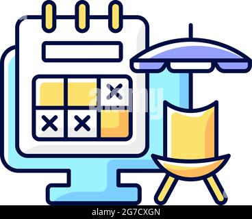 Tracking vacation time RGB color icon Stock Vector