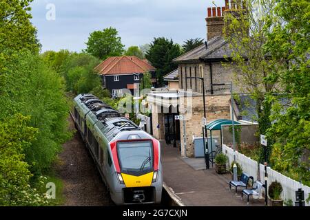 Campsea Ashe railway station on the East Suffolk branch line between Ipswich and Lowestoft Stock Photo