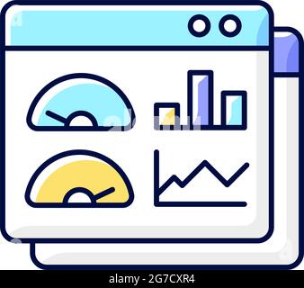 Productivity dashboard RGB color icon Stock Vector