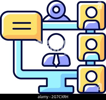 Video conference RGB color icon Stock Vector