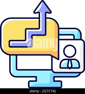 Video coaching RGB color icon Stock Vector