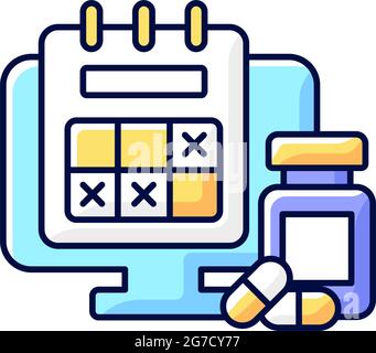 Tracking sick leave time RGB color icon Stock Vector