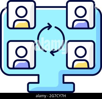 Collaboration online tools RGB color icon Stock Vector