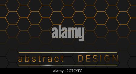 Abstract modern techno background with black elements on a yellow base, gradient, for your design Stock Vector