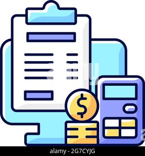 Invoicing RGB color icon Stock Vector