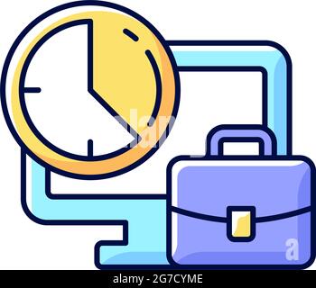 Set working hours RGB color icon Stock Vector