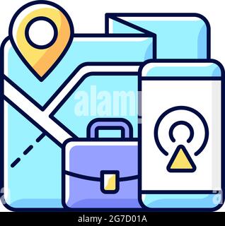 Employee gps tracking RGB color icon Stock Vector
