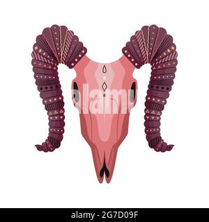Vector boho animal skull. Mystical illustration in flat style Stock Vector