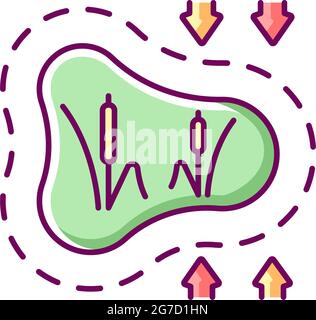 Disappearing wetlands RGB color icon Stock Vector